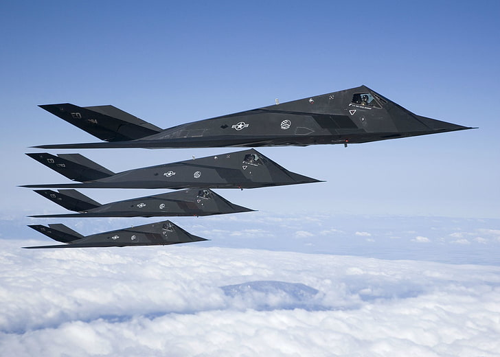 ท้องฟ้าเมฆเครื่องบินเยอะฮีดช็อต F-117 Nighthawk สงบเสงี่ยม, วอลล์เปเปอร์ HD