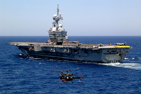 Krigsfartyg, hangarfartyg, fransk hangarfartyg Charles De Gaulle (R91), krigsfartyg, HD tapet HD wallpaper