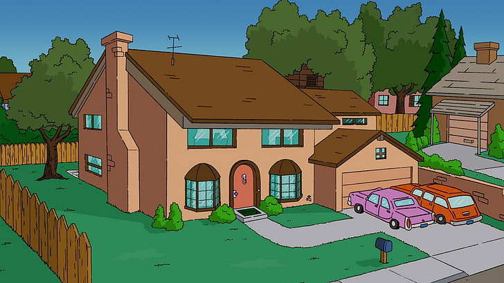 Les Simpsons, maison, dessin animé, TV, Fond d'écran HD