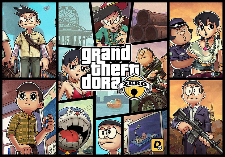 Papel de parede de Grand Theft Dora Zero, Grand Theft Auto V, Doraemon, HD papel de parede