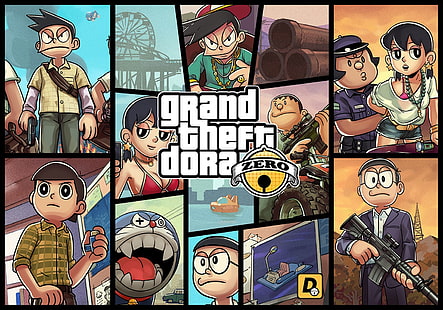 Grand Theft Dora Zero duvar kağıdı, Grand Theft Auto V, Doraemon, HD masaüstü duvar kağıdı HD wallpaper