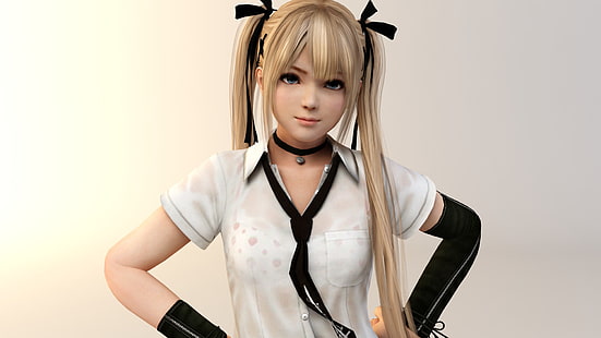 blonde 3D-Anime-Charakter-Illustration, Aussehen, das Spiel, tot oder lebendig, Schwänze, Marie Rose, HD-Hintergrundbild HD wallpaper