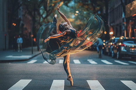 ダンサー、バレリーナ、バレエ、ストリート、 HDデスクトップの壁紙 HD wallpaper