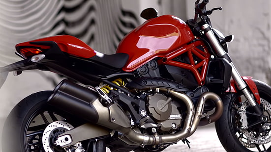 kırmızı ve siyah spor bisikleti, Ducati, motosiklet, motosikletçi, Ducati Monster 821, HD masaüstü duvar kağıdı HD wallpaper
