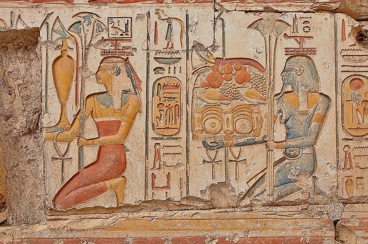Ilustración de jeroglíficos egipcios, estilo, pared, Egipto, antigüedad, Fondo de pantalla HD