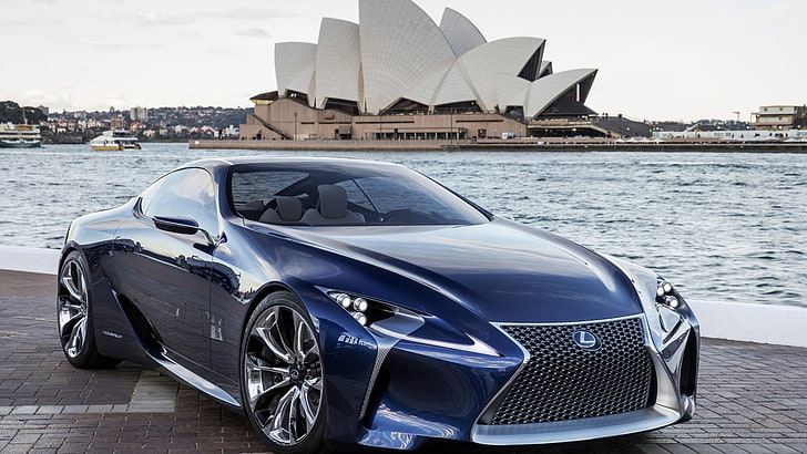 blue Lexus IS 450, lexus, lf-lc, sydney, opera house, HD wallpaper