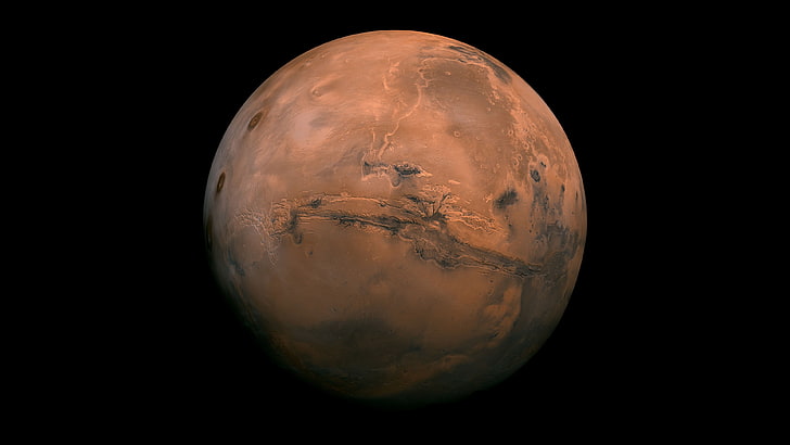 коричневая планета, иллюстрация, Марс, минимализм, космос, Солнечная система, HD обои