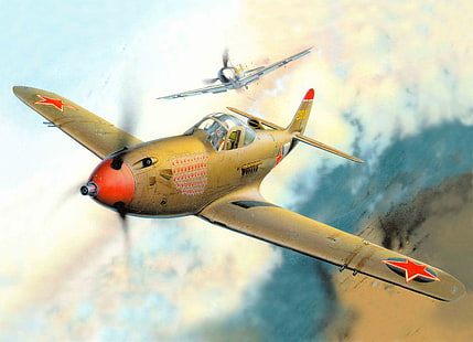 brown plae clip art, the plane, fighter, USA, USSR, such, as, BBC, was, bell, WW2, airacobra, it, Alexander Pokryshkin, aces, lend-lease, set, P-39Q, the air battle., fly, and Grigory (Russian) rhechkalov, HD wallpaper HD wallpaper