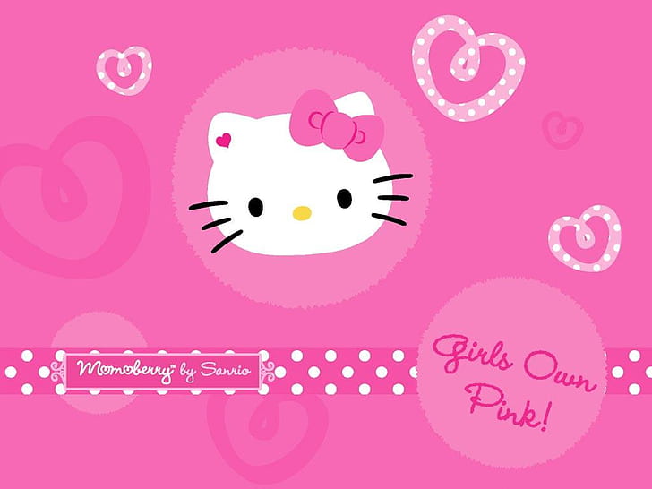 busur lucu Hello Kitty Anime Hello Kitty HD Seni, lucu, PINK, Hello Kitty, Gaun, busur, Wallpaper HD