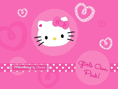 sevimli Hello Kitty Anime Hello Kitty HD sanat, sevimli, pembe, Hello Kitty, elbise, yay, HD masaüstü duvar kağıdı HD wallpaper