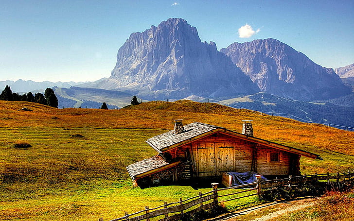 Tirol do Sul Itália Sassolon ou Langkofél A montanha mais alta do grupo Lancophef nas Dolomitas Natureza Paisagem Wallpaper Hd 2560 × 1600, HD papel de parede