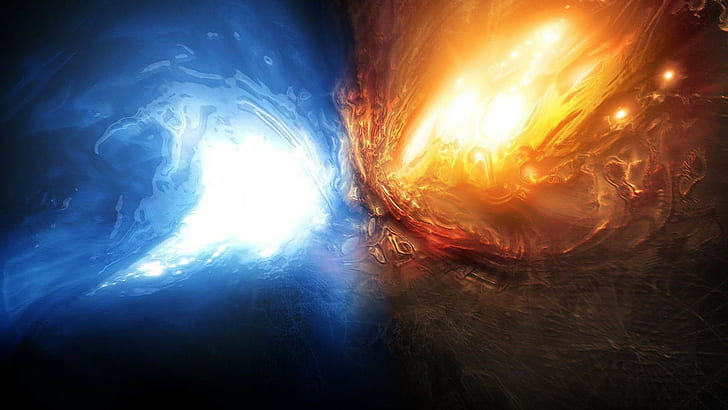 Raum, Feuer, Eis, HD-Hintergrundbild