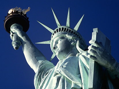 自由の女神ニューヨーク市、都市、ニューヨーク、自由、像、 HDデスクトップの壁紙 HD wallpaper