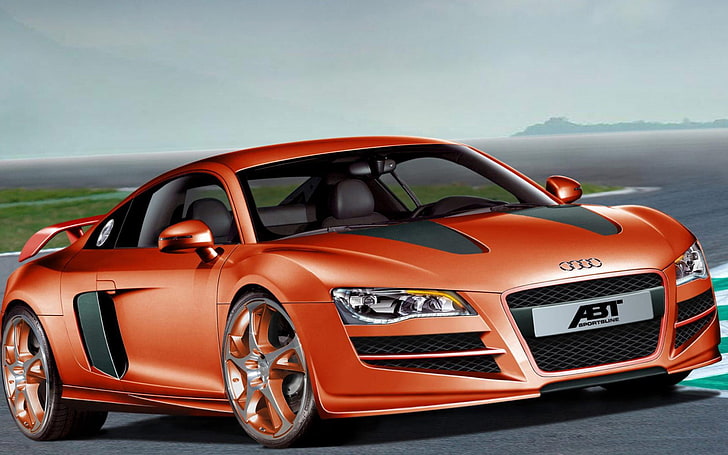 оранжевый Audi R8, автомобиль, ауди, автомобиль, ABT, HD обои