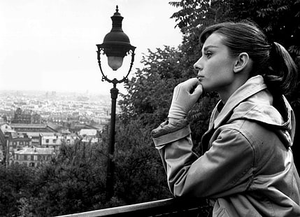 Audrey Hepburn, monochrome, women, actress, HD wallpaper HD wallpaper