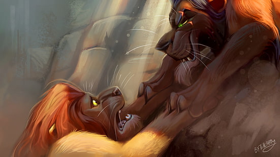 Illustrazione del re leone, il re leone, animali, leone, Mufasa, film, opere d'arte, Sfondo HD HD wallpaper