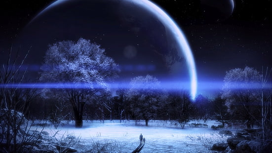 krajobrazy zimowe planety efekt masy 3 3d 1920x1080 Space Planets HD Art, Landscapes, Winter, Tapety HD HD wallpaper