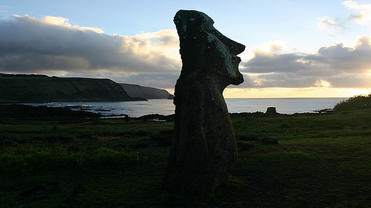 бетонная статуя, остров Пасхи, моаи, HD обои