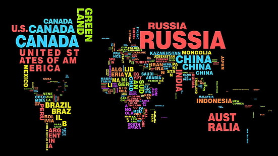 خريطة العالم ، الفضاء ، البلدان ، النص ، الظلام ، الخريطة ، البلد ، الرسومات ، العالم، خلفية HD HD wallpaper