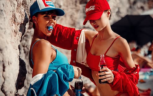  women, model, Rachel Cook, Aleksandra Ola Kaczmarek, Pepsi, Coca-Cola, bikini, HD wallpaper HD wallpaper