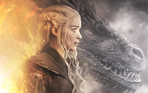  artwork, Daenerys Targaryen, Emilia Clarke, Game of Thrones, dragon, women, HD wallpaper HD wallpaper