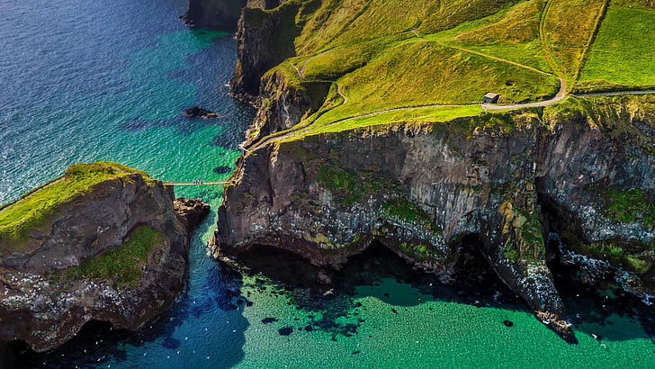 foto udara pulau, Irlandia, Wallpaper HD