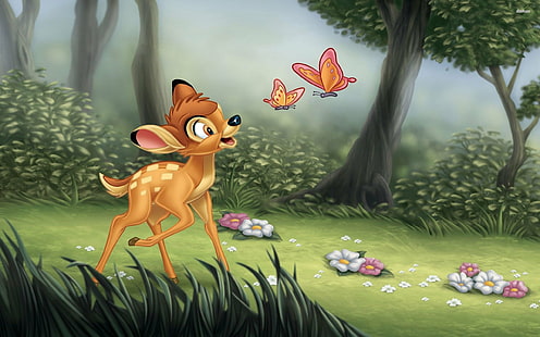 Bambi Och Fjärilar Disney Bakgrund Hd 2560 × 1600, HD tapet HD wallpaper