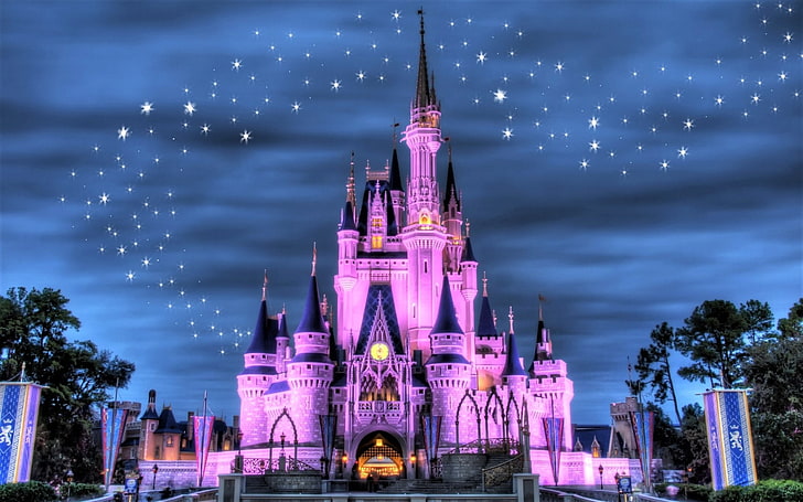 Disney, Walt Disney World, Château, Disneyland, Fabriqué par l'homme, Rose, Fond d'écran HD