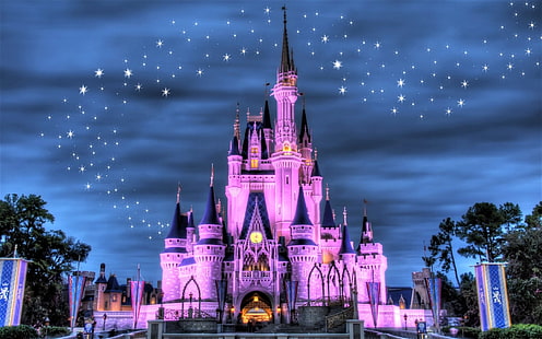 Disney, Walt Disney World, Castillo, Disneyland, Hecho por el hombre, Rosa, Fondo de pantalla HD HD wallpaper