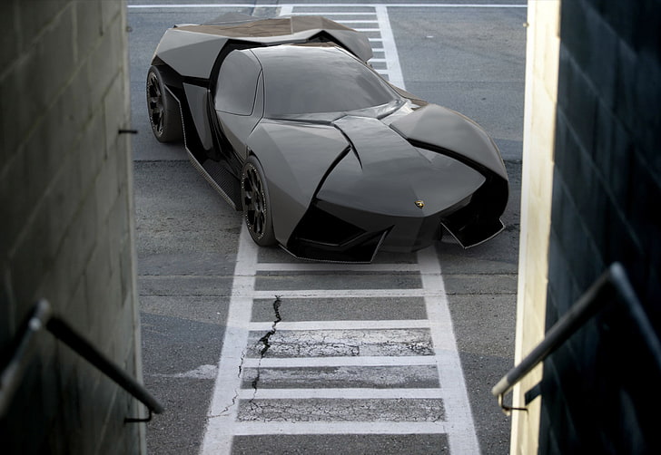 black Lamborghini concept car, lamborghini, ankonian, concept, HD wallpaper