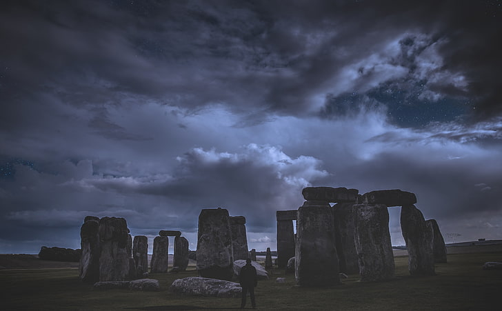 Stonehenge, Wiltshire, England, Stonehenge, England, Europe, United Kingdom, Dark, Travel, People, Night, Photoshop, Ruins, Stonehenge, Stars, Monument, England, Clouds, Wiltshire, Moonlight, Ancient, Prehistoric, visit, unitedkingdom, unesco , สถานที่สำคัญ, วัฒนธรรม, WorldHeritageSites, must visit, วอลล์เปเปอร์ HD