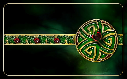 Кельтский, кельтский, абстрактный, зеленый, рождество, 3d и абстрактный, HD обои HD wallpaper