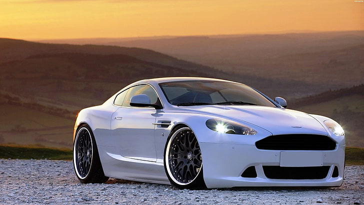 białe coupe, Aston Martin DB9, Aston Martin, samochód, pojazd, Tapety HD