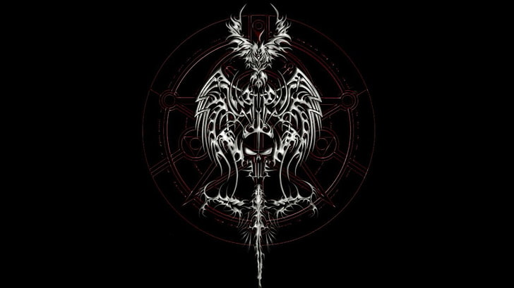 horror, dark, skull, pentagram, HD wallpaper