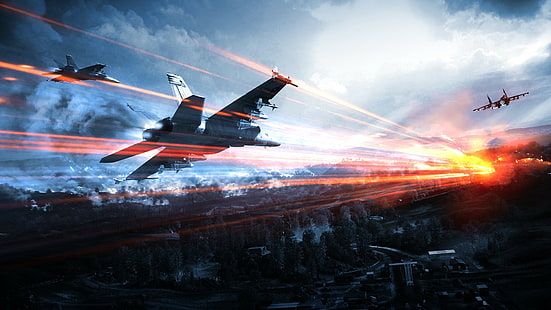 Schlachtfeld, McDonnell Douglas F / A-18 Hornet, Schlachtfeld 3, Videospiele, Cyan, Orange, HD-Hintergrundbild HD wallpaper