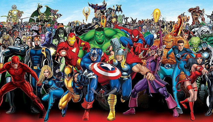 コミック、マーベルコミック、バンシー（マーベルコミック）、ブロブ（マーベルコミック）、キャプテンアメリカ、サイクロプス（マーベルコミック）、デアデビル、ドクタードゥーム、エゴ（マーベルコミック）、エレクトロ（マーベルコミック）、エレクトラ（マーベルコミック）、ファンタスティックFour、Flash、Hawkeye、Hulk、Human Torch（マーベルコミック）、Invisible Woman、Iron Man、Living Tribunal、Magneto（マーベルコミック）、Mister Fantastic、Mole Man（マーベルコミック）、Phoenix（マーベルコミック）、Rhino（マーベルコミック））、Sabretooth（X-Men）、She-Hulk、Spider-Man、Stilt-Man（Marvel Comics）、Storm（Marvel Comics）、Sunfire（Marvel Comics）、T'Challa、Thing（Marvel Comics）、Thor、Vision（マーベルコミック）、ハゲタカ（マーベルコミック）、ワンダマキシモフ、ウォッチャー（マーベルコミック）、ウルヴァリン、Xメン、 HDデスクトップの壁紙