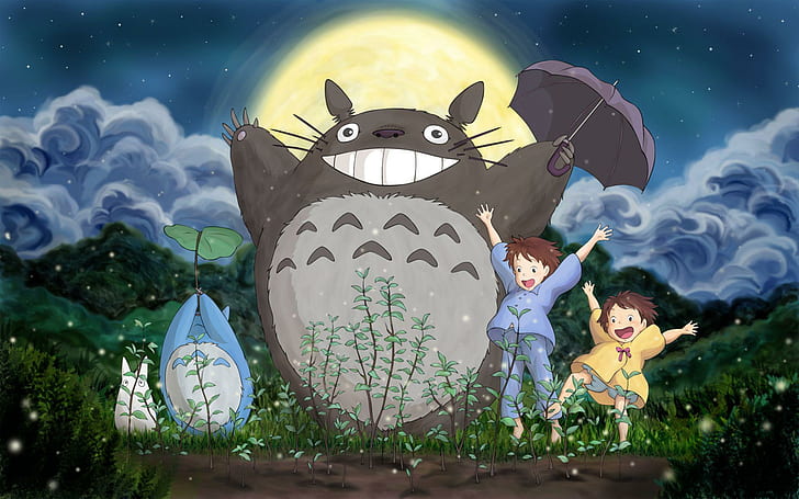 My Neighbor Totoro ตัวการ์ตูนแมวสีเทาและสีน้ำตาลอะนิเมะ 1920x1200, totoro เพื่อนบ้านของฉัน, วอลล์เปเปอร์ HD