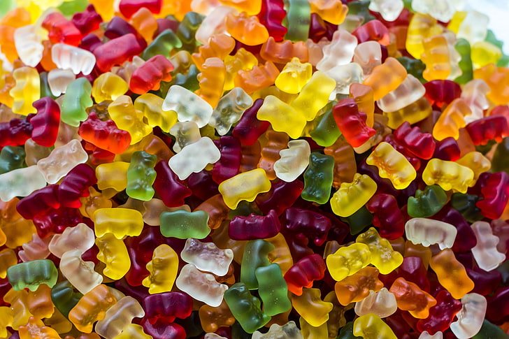 gummy bear lot, sweets, food, gummy bears, HD wallpaper