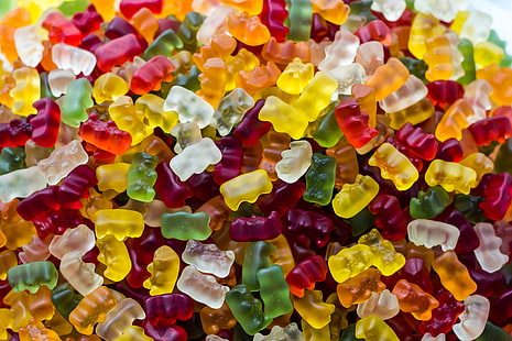 صمغ الدب الكثير والحلويات والطعام والدببة الصمغية، خلفية HD HD wallpaper