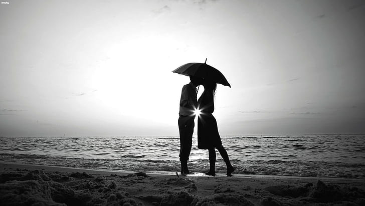 사람, 해변, 태양, 우산, 바다, 남자, 여자, HD 배경 화면