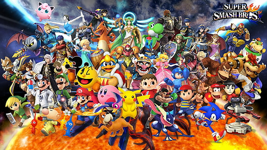 Super Smash Bros. , Super Smash Bros. สำหรับ Nintendo 3DS และ Wii U, Bowser, Charizard (Pokémon), Ganondorf, Greninja (Pokémon), Jigglypuff (Pokémon), Link, Lucario (Pokémon), Luigi, Mario, Mega Man, Metroid , ปิกาจู, โปเกม่อน, เจ้าหญิงพีช, ชีค (เดอะเลเจนด์ออฟเซลด้า), โซนิคเดอะเฮดจ์ฮ็อก, สตาร์ฟ็อกซ์, ซูเปอร์มาริโอ, เดอะเลเจนด์ออฟเซลด้า, ตูนลิงค์, เซลด้า, วอลล์เปเปอร์ HD HD wallpaper