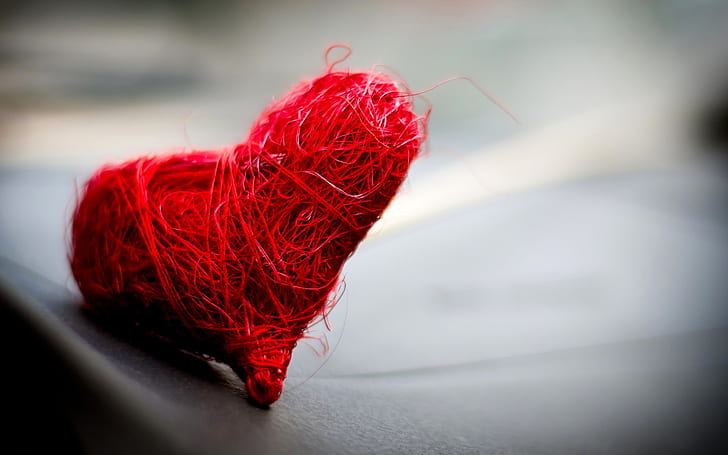 Handmade Heart, merah, cinta, hati, latar belakang, Wallpaper HD