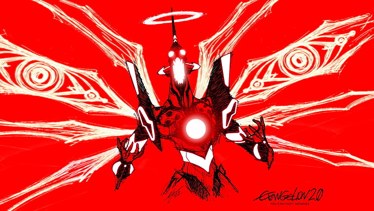 czerwono-biała ilustracja postaci, Neon Genesis Evangelion, EVA Unit 01, anime, Tapety HD
