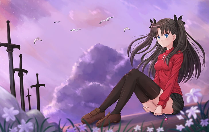 Anime, Anime Girls, Fate / Stay Night, Schicksalsserie, Tohsaka Rin, Strümpfe, HD-Hintergrundbild