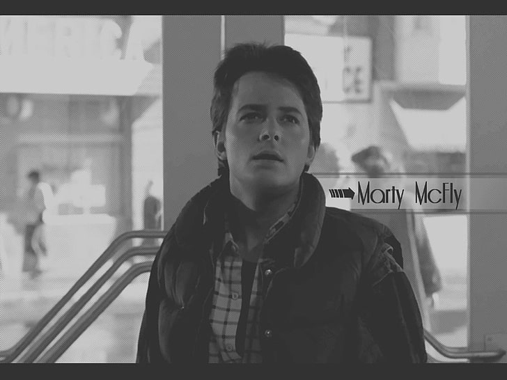 camisa negra con botones para hombre, Michael J. Fox, Marty McFly, Fondo de pantalla HD