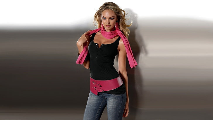 women's black tank top, Candice Swanepoel, model, HD wallpaper