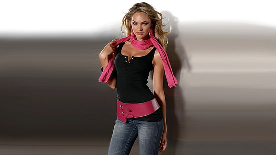 Kadın siyah tişört, Candice Swanepoel, model, HD masaüstü duvar kağıdı HD wallpaper