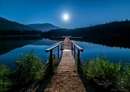 brown wooden dock on body of water during nighttime, No Hurry, body of water, nighttime, Astronomy, Background, Beautiful, Beauty, British Columbia, Calm, Canada, Clear, Clouds, Colorful, Constellation, Dark, Dock, Dramatic, Evening, Exposure, Landscape, Leisure, Light, Lost Lake, Majestic, Moon, Moonlight, Mount, Mountain, Natural, Nature, Night, Nobody, Outdoor, Outside, Peaceful, Pier, Reflection, Relaxation, Rocks, Scene, Scenery, Scenic, Sky, Space, Spiritual, Star, Starry, Tourism, Tranquil, Travel, Tree, Universe, View, Water, Whistler, Wide Angle, Wilderness, Wood, lake, forest, outdoors, scenics, blue, tranquil Scene, HD wallpaper HD wallpaper