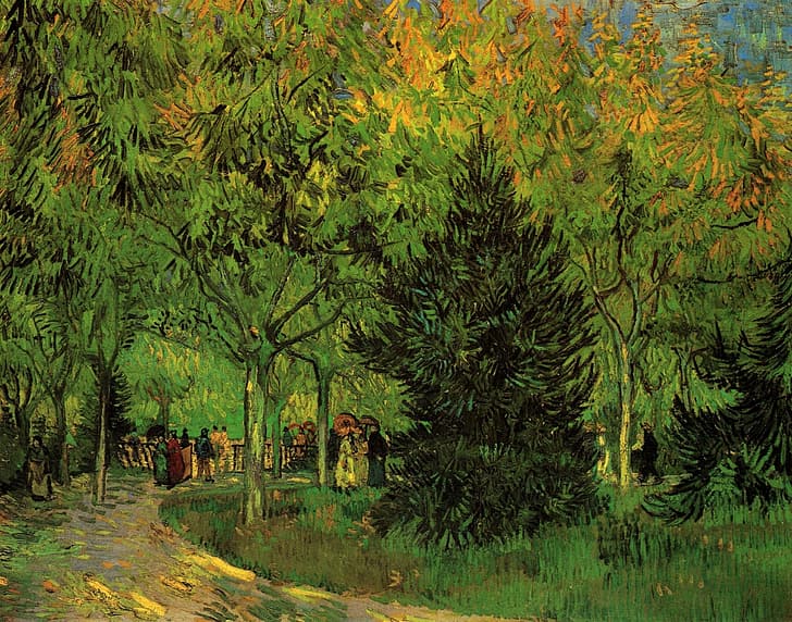 Vincent van Gogh, Jardin à Arles, une ruelle dans le public, Fond d'écran HD