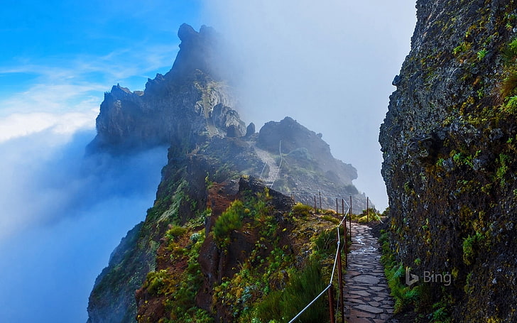Trilha de montanha de Portugal na Madeira-2016 Bing Deskt .., HD papel de parede